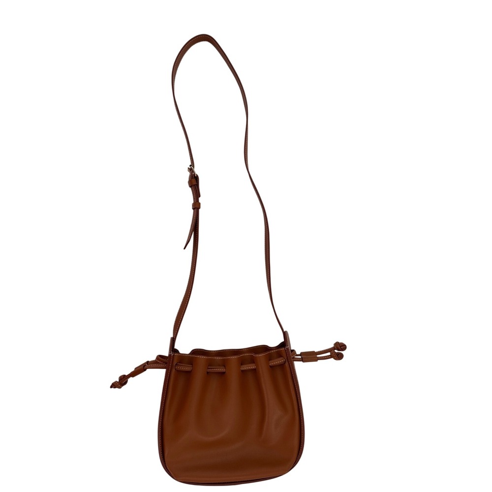 J‎ Laughlin Crossbody Bag Purse Womens Saddlebag Brown Drawstring Leather